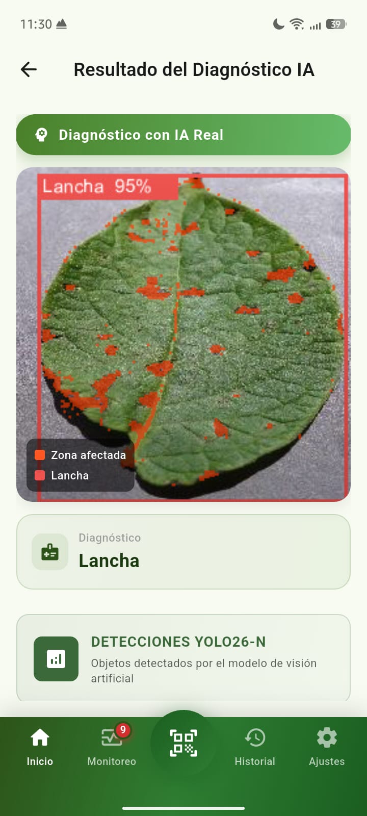 Resultado de análisis con IA en CultivoScan